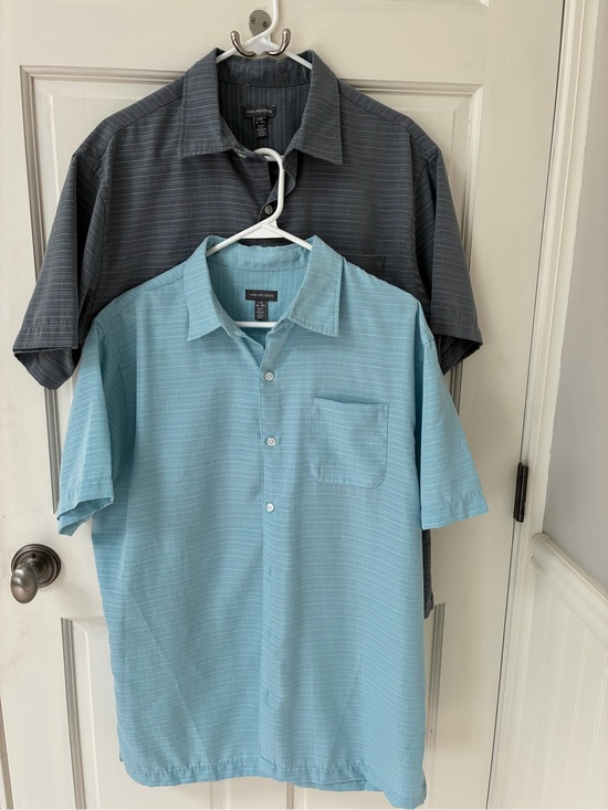 Van Heusen Other - Two Van Heusen Men’s Short Sleeve Shirt - Aqua And Grey